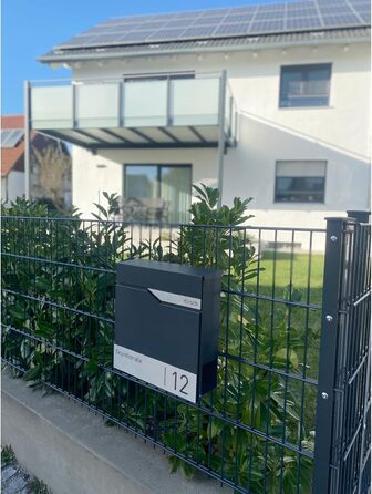 Поштовий ящик Metzler Anthrazit RAL 7016 з газетницею та табличкою з нержавіючої сталі V2A, антикорозійний, сучасний, 10 років гарантії на запчастини