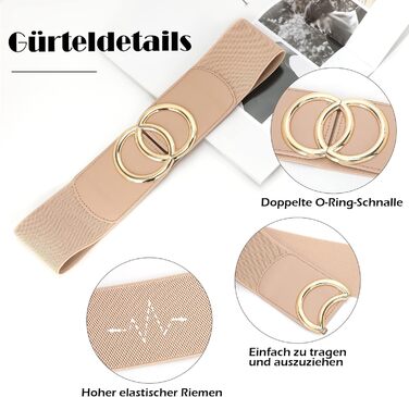 Жіночий широкий еластичний пояс JasGood вінтажний, бежевий, 70 см (під талію 71-80 см) з золотою пряжкою