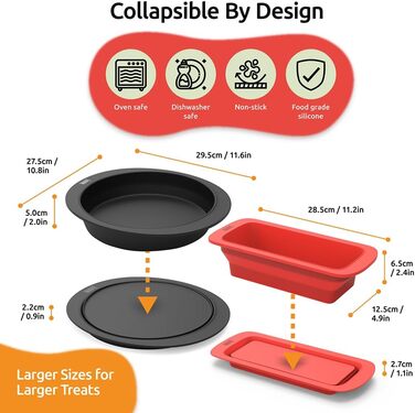 Силіконова форма для хліба та кексів WAFE BakeMate, складна, антипригарна, харчовий силікон, набір 2 шт.