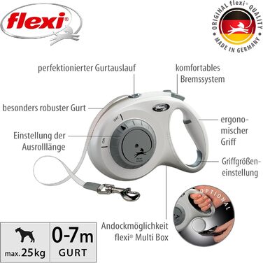 Flexi Select повід для собак, 7 м, чорний, регулювання 0-7 м, до 25 кг (світло-сірий, Medium)