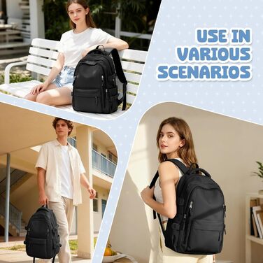 Шкільний рюкзак HYC00 для дівчаток та хлопчиків-підлітків, водонепроникний, для ноутбука 14 дюймів, casual, для подорожей та навчання, кольори: M4-зелений, M1-чорний