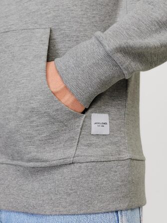Чоловіча худі Jack & Jones однотонна з капюшоном, світло-сіра (розмір M)