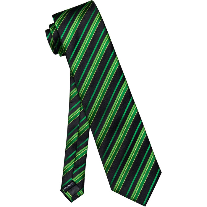 Чоловічі краватки YourTies: смугасті та клітинчасті, з шовкової тканини, набір з краватковою блискавкою (зелено-чорна смужка)