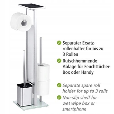 Підлоговий ершик для унітазу Wenko з металевим тримачем та контейнером