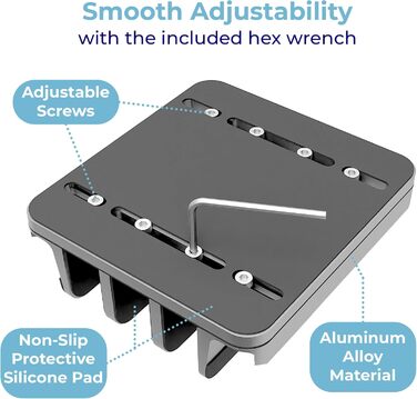TEFONIA 5-Slot Aluminum Laptop Stand Holder - Adjustable Desk Organizer for MacBook, Surface, Galaxy, iPad, Tablet, iPhone