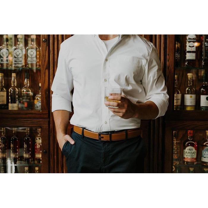 Чоловічий шкіряний ремінь CHAOREN 2 шт. чорного та коричневого кольорів – автоматичний ремінь з подарунковою коробкою. Стильний дизайн для будь-якого випадку та вбрання. Розмір 90-100 см (загальна довжина 115 см) та 100-110 см (загальна довжина 125 см)