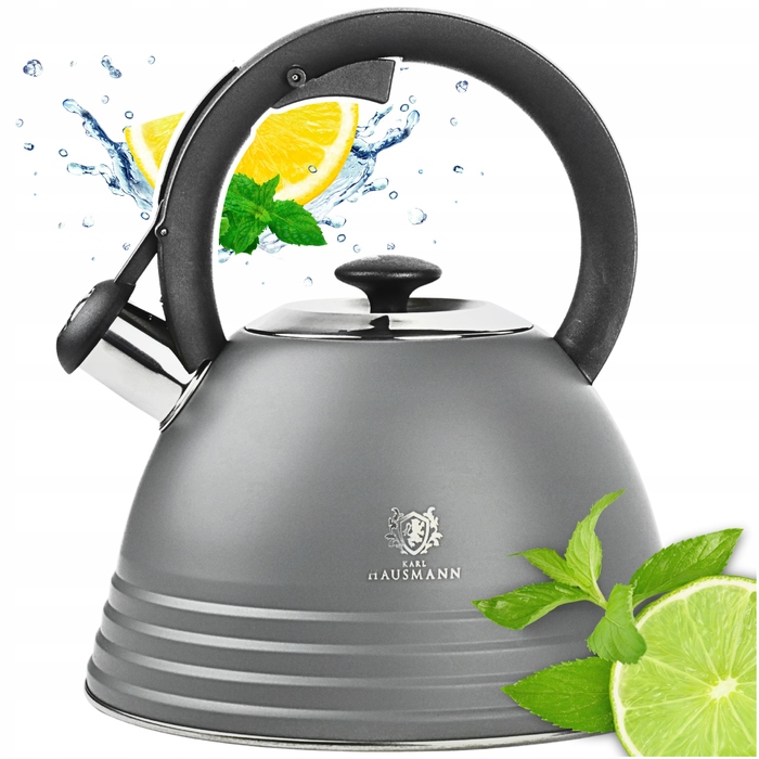 Класичний сталевий чайник Karl Hausmann, 3 л, чорний, сріблястий, сірий