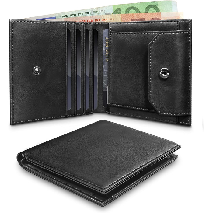 Чоловіче портмоне UNOSEKS з RFID захистом, Slim Wallet з відділенням для монет, картхолдер для кредитних карток (алюміній, карбон, чорний, S-A02)