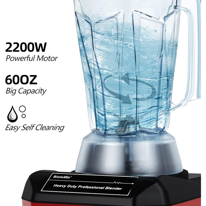 BioloMix Stand Mixer 2200 W SmoothieMixer, Self-Cleaning Function, Built-in Timer, High-Performance Mixer with 2 L BPA-Free Container A8800