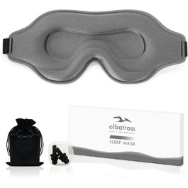 Маска для сну для чоловіків та жінок, 3D-контурна, блокує світло, з регульованим ремінцем, дихаюча та м'яка, для сну, йоги, подорожей (Сіра)