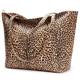 Сумка жіноча KALIDI шопер велика зі шкірозамінника з блискавкою для роботи, покупок, школи (Леопард)