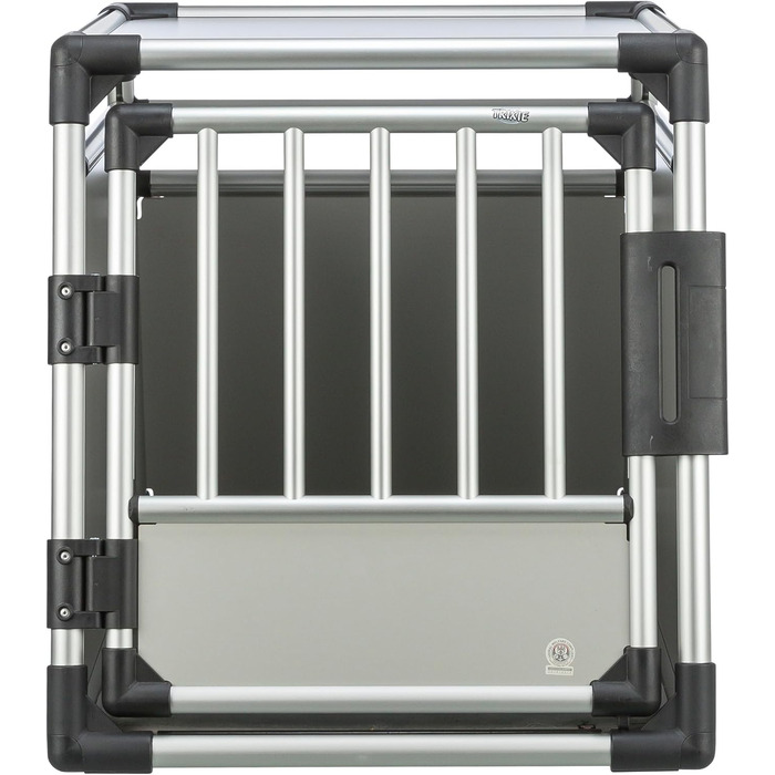 Тріксі переносна клітка для собак з алюмінію, срібна - M–L, 60x65x86 см, стабільна та тиха, з безпечним замком та неслизьким килимком - 39342, для однієї собаки