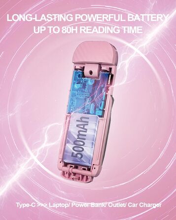 Кліпса-лампа для читання HEMONNKAM, рожева, акумуляторна, світло для читання в ліжку