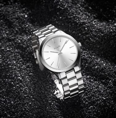 Годинник чоловічий BUREI Minimalist Quartz 44mm з нержавіючої сталі (срібний)