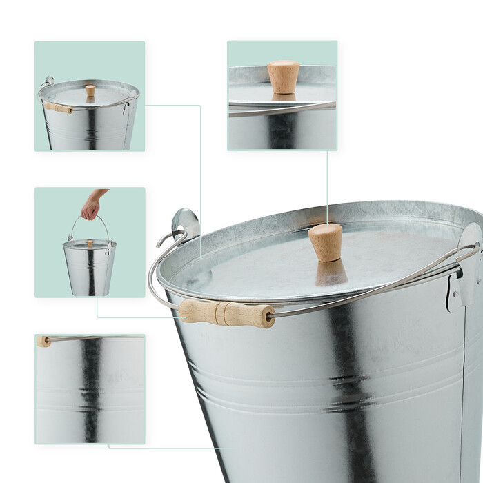 Relaxdays Ash Bucket with Lid, 12.5 Liters