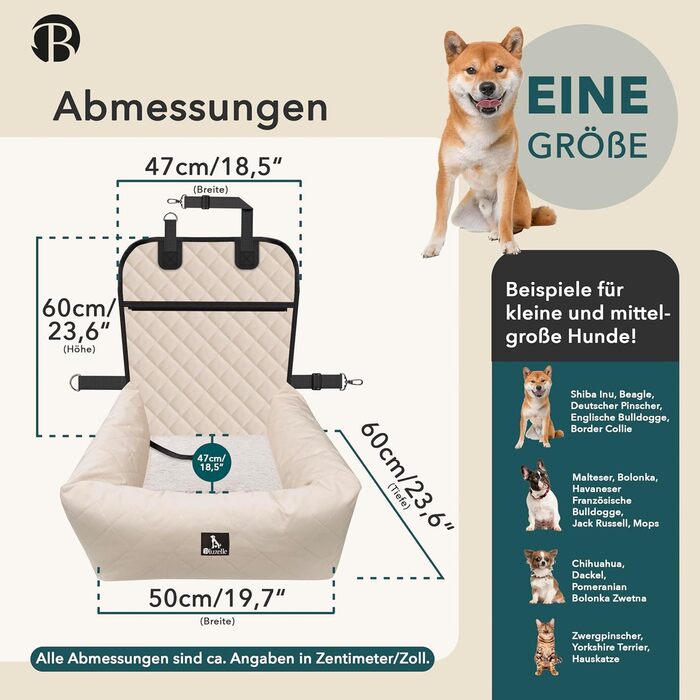 Bluzelle 2-in-1 Dog Car Seat & Bed - Oxford Fabric, Washable, Non-Slip - for Small & Medium Dogs