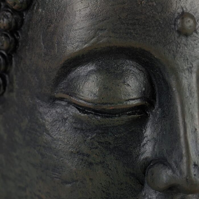 Relaxdays XL Buddha Figure Sitting, 50 cm tall, Feng Shui, Outdoor, Garden Decoration Figure, Large Zen Buddha Statue (Dark Grey)