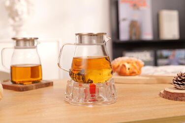 Скляний чайник CNGLASS з кнопкою One-Touch, 600 мл, з фільтром із нержавіючої сталі, термостійкий заварник для листового чаю, прозорий