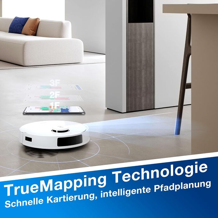 Робот-пилосос ECOVACS DEEBOT N20 Plus з функцією миття, 8000Pa, PureCyclone Station, без мішка, захист від заплутування волосся, до 300 хв роботи, білий