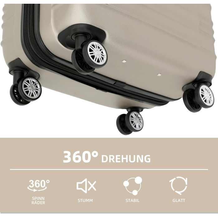 Набір валіз Beibye Hartschalen: велика, середня, маленька (кофе, шампань)