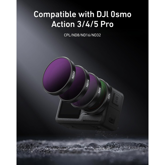 Набір фільтрів для об'єктива DJI Osmo Action 4/3/5 Pro: CPL, ND32, ND16, ND8