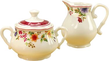 CreaTable, 16145, Cornwall Garden Series, 2-Piece Dinnerware Set, Porcelain Milk and Sugar Set, Dishwasher and Microwave Safe, Made in Europe Milk and Sugar Set 2-Piece