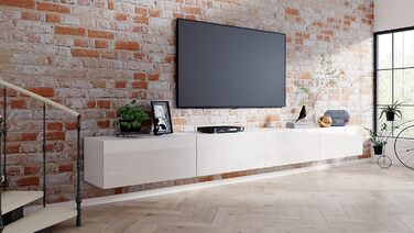 4housedesign® TV Board Lowboard Hanging | TV Cabinet Sideboard Living Room | Lowboard Living Room TV Shelf TV Board Hanging TV Cabinet TV 55 Inch - TV Lowboard Black Matt (240 (2x120), White Glossy)
