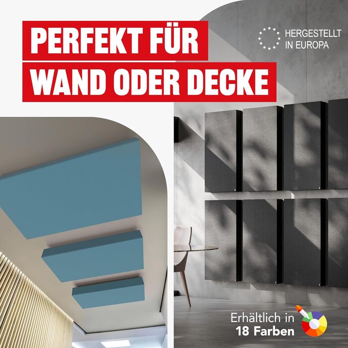 Акустична панель Addictive Sound Schallabsorber Wand Premium для стін та стелі, звукопоглинаюча панель класу A, 100x50x11 см, колір бордовий (Burgundy)