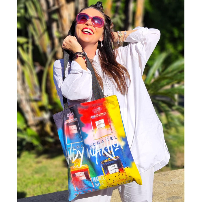 Loxato Tote Bag with Zipper - Aesthetic Bag - Velvet Fabric Velluto - Women's Fabric Bag with Zipper Large B37 H42 cm - Printed Jute Bag - Bag Women's - Aesthetic Fabric Bag