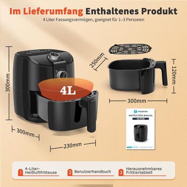Фритюрниця Aigostar 4L Hayden Alpha, чорна, 1500 Вт, для здорового харчування