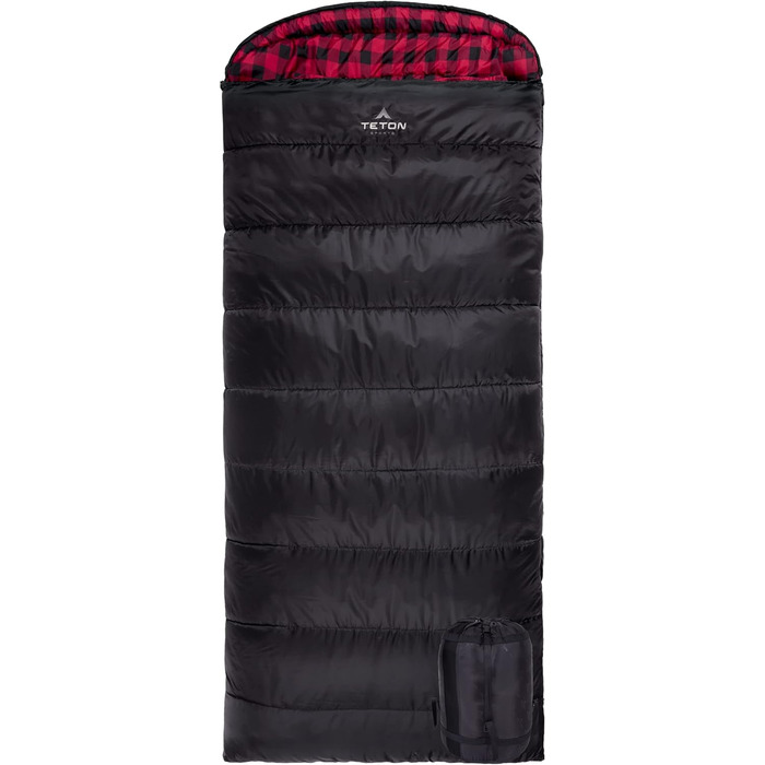 Сплячий мішок TETON Sports Celsius XXL; Великий для сімейного кемпінгу; Безкоштовний компресійний мішок, Чорний