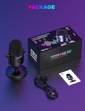 Ігровий USB-мікрофон з шумозаглушенням та кнопкою вимкнення звуку для стрімінгу, запису, YouTube, Twitch, Discord. Сумісний з PC/Mac/PS4/PS5