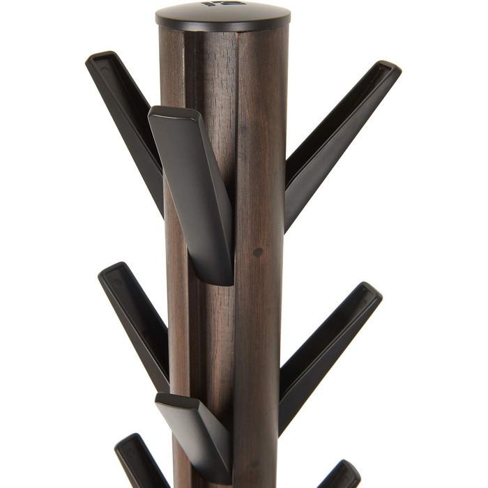 Umbra Flapper Coat Rack – Clothes Rack with 9 Foldable Hooks for Entryway and Office, Wood, White, 57.2 x 57.2 x 165.1 cm, White (Black/Walnut, Single)