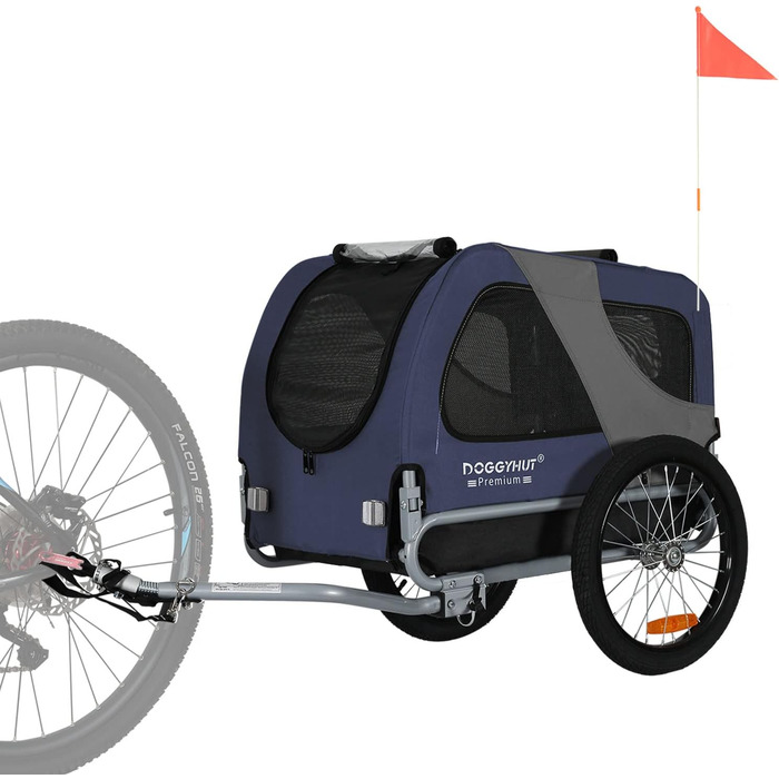 DOGGYHUT® Преміум велопричіп для собак середнього розміру, до 23 кг, синій, складання