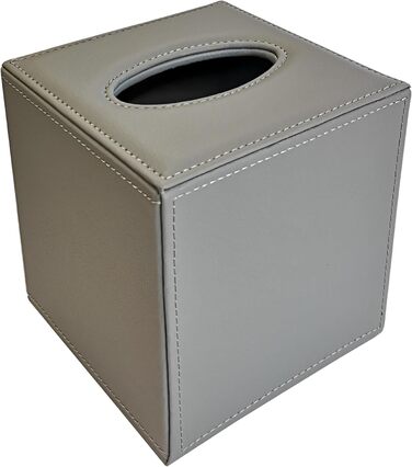 OSCO коробка для серветок з екошкіри, квадратна, сіра, 138x138x150 мм, для дому та офісу