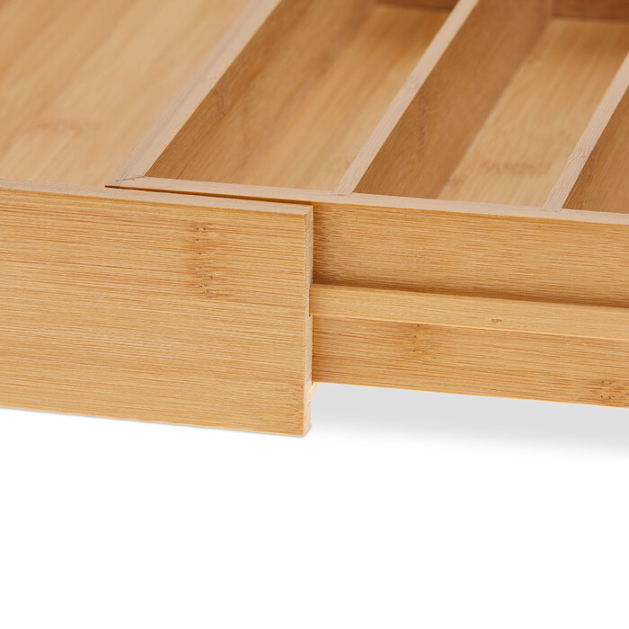 Relaxdays Extendable Bamboo Cutlery Box