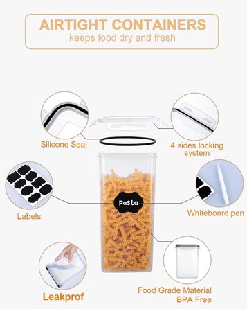 Набір контейнерів для зберігання Heucheey 25 шт. - Органайзер для кухні, контейнери для продуктів з кришкою, набір для зберігання з мірною ложкою, маркувальником, наклейками, щіткою
