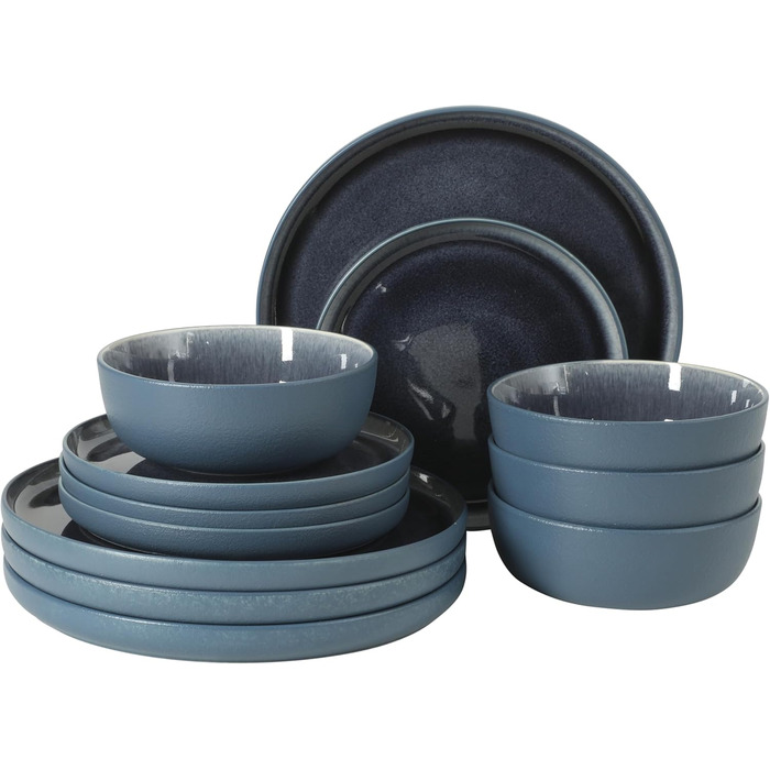 Сервіз столовий Gibson Elite Northrock Steingut 16-частинний для 4 осіб (12 предметів) - Білий з ручним розписом, основа з теракоти