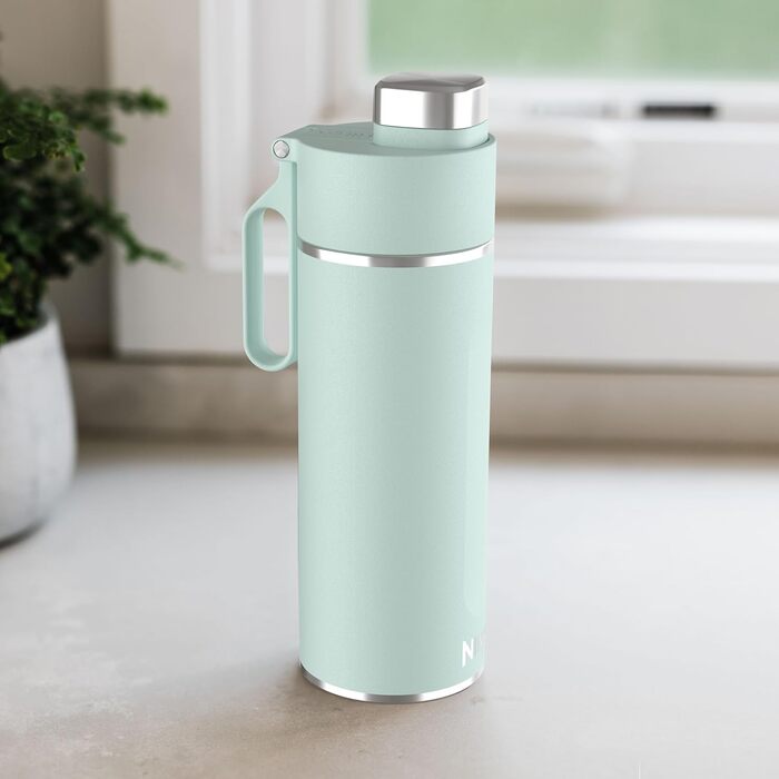 Ninja Thirsti Water Bottle/Thermo Cup to go, 700ml, leak-proof lid, for carbonated, hot & cold drinks, triple-insulated travel mug, stainless steel bottle, Mint, DW2401EUUKMT