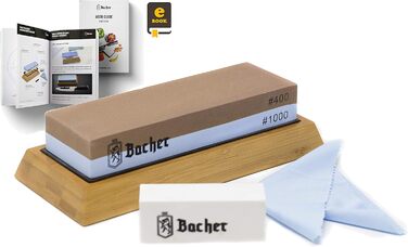 Набір точильних каменів Bacher Premium: 400/1000. Точильний камінь, камінь для заточування, з навчальною інструкцією