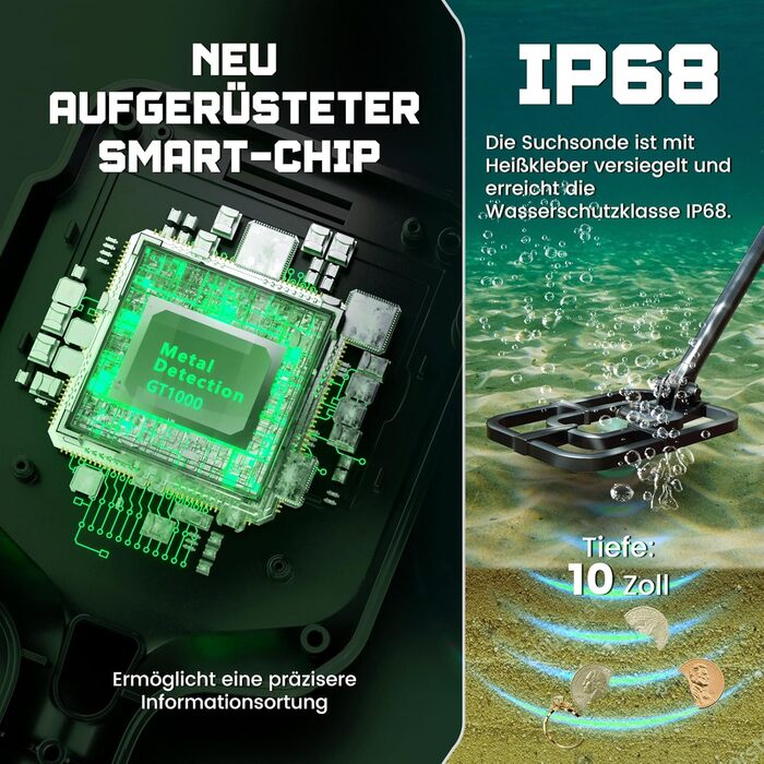 Металодетектор професійний для дорослих та дітей – вологостійкий, з LCD-дисплеєм та 10-дюймовою котушкою, бездротовий, складний, з акумулятором 2000mAh – високоточний металошукач (Оранжевий)