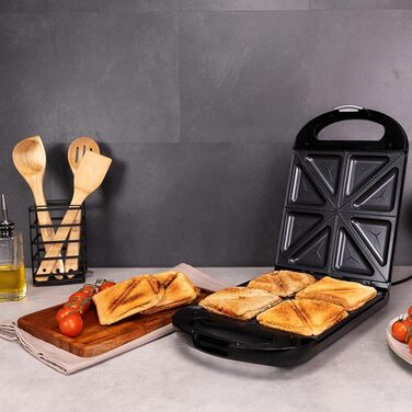 Сендвічниця Cecotec Rock'nToast Family Waffle: 1500W, 4 вафлі, антипригарне покриття, 180° поворот, швидкий нагрів, нержавіюча сталь, індикатор температури, рівномірне підсмажування, для сендвічів та вафель