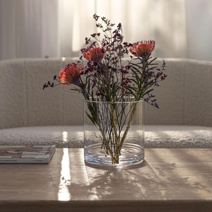 TREND Home Deko-Glass Containers 19 cm Cylinder Vase Flower Vase Candle Holder Stump Candles Candle Holders Glass Vase Floor Vase Large Decoration Wedding Transparent | Ø 19 cm | 4848 ml | Naida