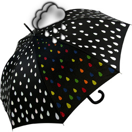 iX-brella Fiberglass Automatic Umbrella with Color-Changing Wetprint - Raindrops Color Change Umbrella