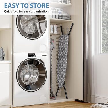 Відкидна гладильна дошка KINGRACK з регулюванням висоти, стабільний стійкий стіл для прасування з металевим каркасом, 33 x 110 см (Сірий)