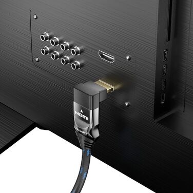 Кабель HDMI 8K 270° - 5 метрів, кутовий конектор, 48 Gbps, 8K@60Hz, 4K@120Hz, захист від перегинів, нейлонова оплетка