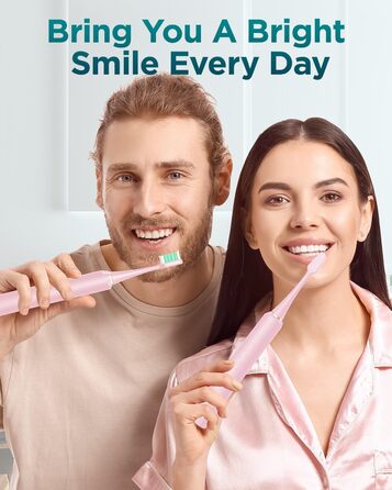 Електрична звукова зубна щітка для дорослих та дітей, 8 насадок, 5 режимів, водонепроникна IPX7, рожева