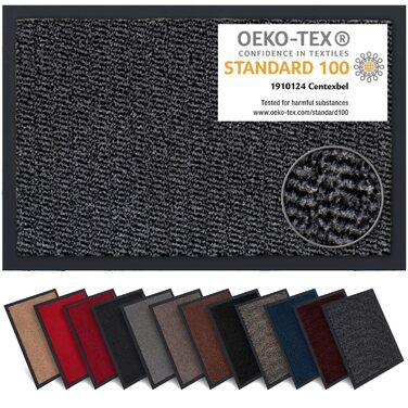 Килимок для дому Carpet Diem, 40x60 см, антиковзаюча, чорний. Килимок для входу, для дому та вулиці, легко чиститься, вбирає бруд