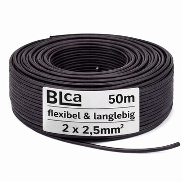 Кабель акустичний DCSk BLca 2x2.5 мм² 50м CCA для Hi-Fi, домашнього кінотеатру, підсилювачів. Чорний, з полярністю