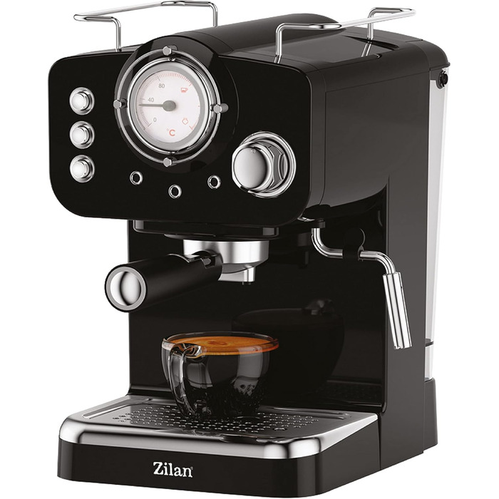 Zilan Espresso Machine with Milk Frother | Semi-Automatic Espresso Machine | Cappuccino Machine | Portafilter Coffee Machine | 1.25 L Water Tank | 15 bar | Retro Design
